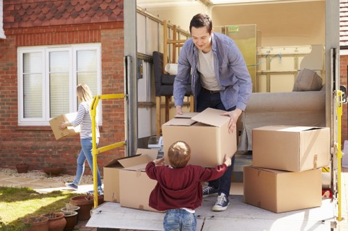 Removals van serving residential streets in Hackney
