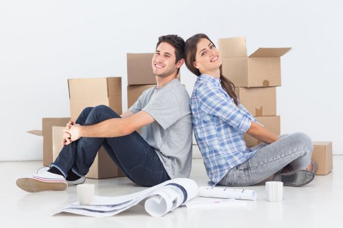House moving service unloading items at a Hackney property