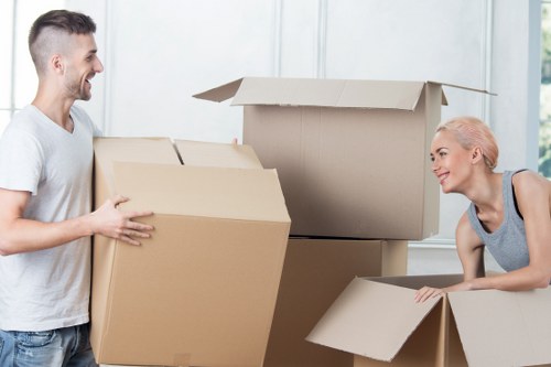 Commercial movers transporting office furniture in Hackney