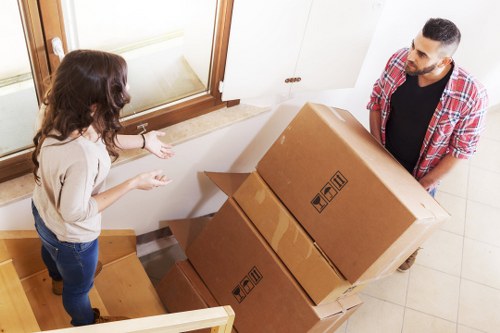 Packed boxes and household items prepared for same day removal service