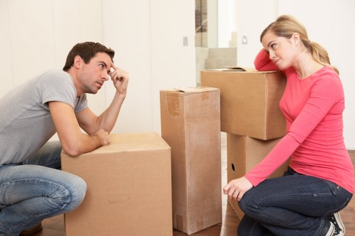 Packed moving boxes and protective wrapping for removal services