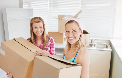 Packed moving boxes ready for removals in Hackney