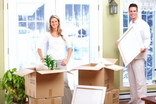 Professional moving equipment inside a Hackney removal van